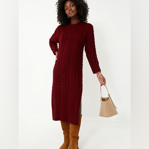 Tuckernuck Dresses & Skirts - Tuckernuck Hyacinth House Maroon Maddox Cableknit Sweater Dress
